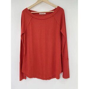 We the Free Rust Orange Thermal Knit Tunic Shirt, Sz S (Runs Big) Thumbholes
